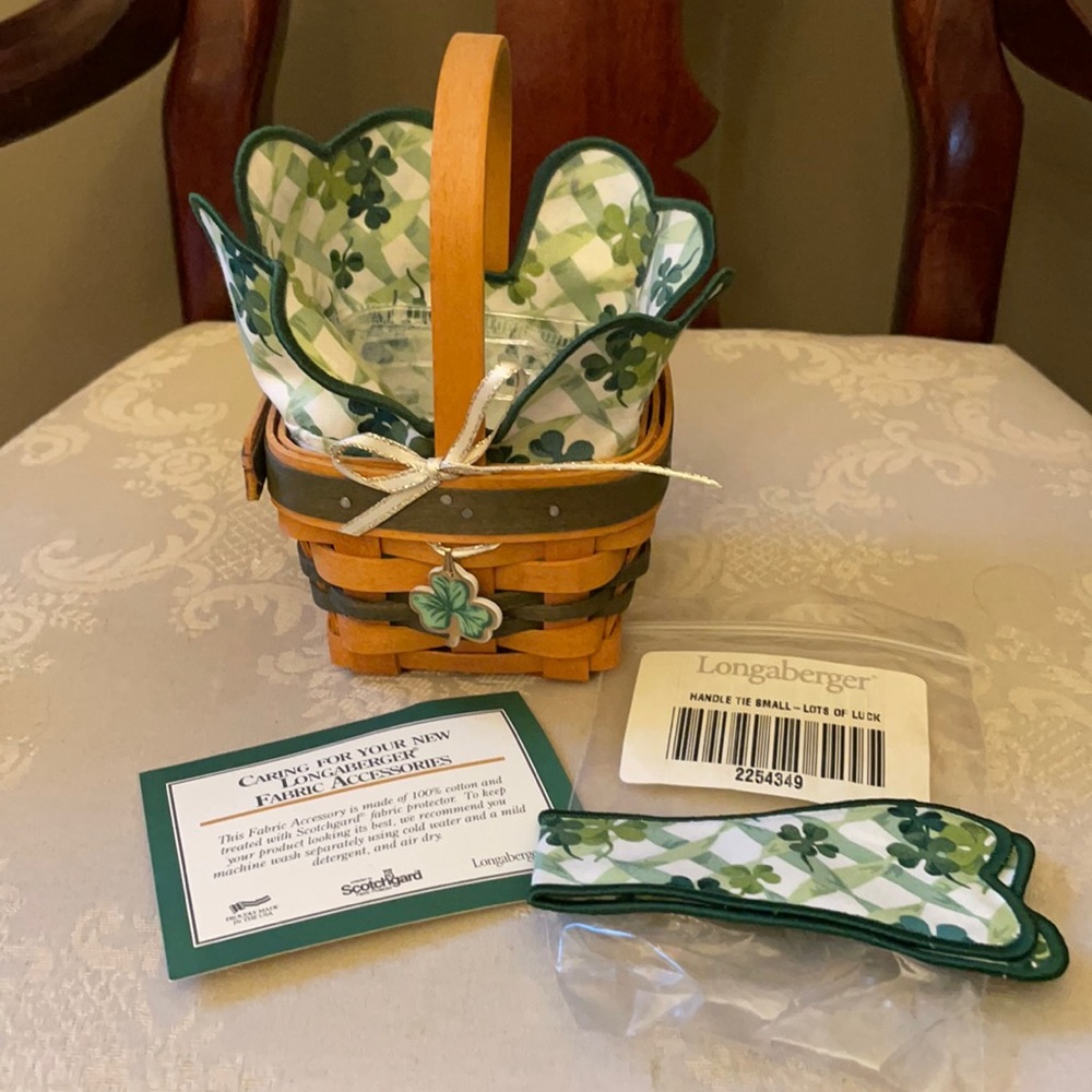 Longaberger Lots of Luck small basket with clovers